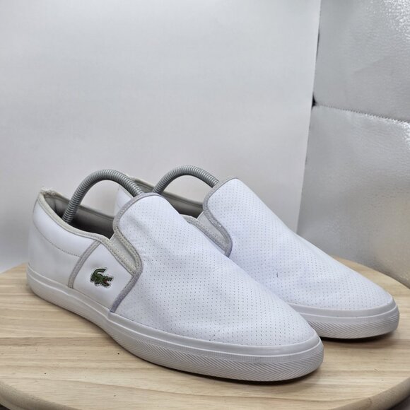 Mens Size 10 - LACOSTE Graduate BL Leather Loafers White Alligator - Picture 5 of 9